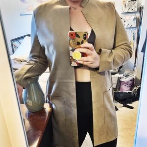 H&M faux suede coat - taupe. Size 12.